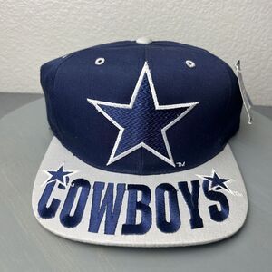 VTG Dallas Cowboys Logo 90s Drew Pearson Snapback NFL Hat Big Spellout Brim‎